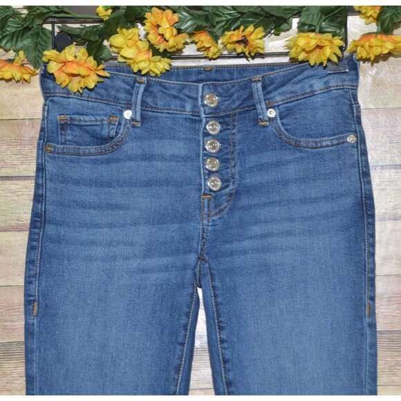 True Religion Becca Mid Rise Bootcut Blue Jeans Slim 25 Button Fly Cowgirl - Picture 2 of 12